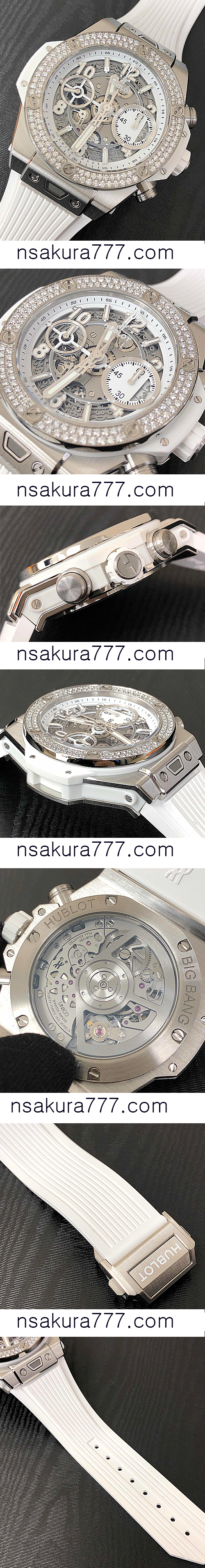 ウブロ ビッグバン ウニコ 45mm チタニウム ホワイト ベゼルダイヤ ラバー 441.NE.2010.RW.1104 HUBLOT (Noob工場) - ウインドウを閉じる