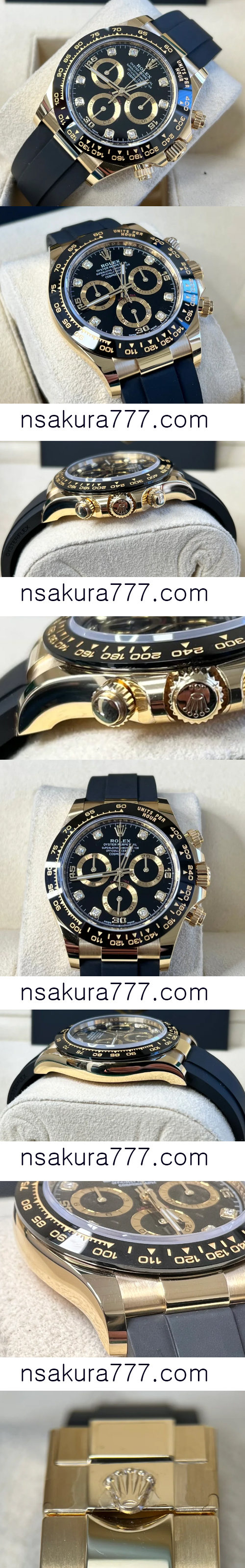 Rolex Daytona 116518LN 18ct Yellow Gold Black Diamond Dial Oyster Flex - ウインドウを閉じる